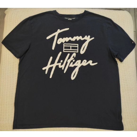Tommy Hilfiger Navy Blue Graffiti T-Shirt Men's XL - Picture 1 of 3